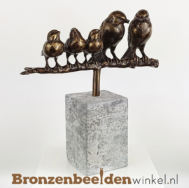 Vogel beeldje vader, moeder en 3 kinderen BBWVM3K