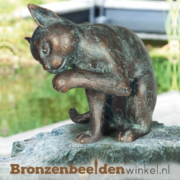 tv Grof Algebraïsch Kat van brons BBW37044 (Met GRATIS onderhoudsset t.w.v. € 24,95: Ja,  graag!) | Bronzen katten | Bronzen Beelden Winkel