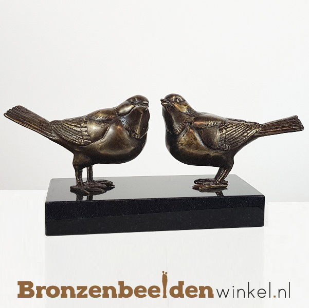 Bronzen vogel beeldjes op sokkel BBW80003