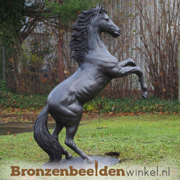 Nr 9 | Groot steigerend paarden beeld BBW910br (Met GRATIS onderhoudsset t.w.v. € 24,95: graag!,Met GRATIS montage en plaatsing t.w.v. € 195,00: graag!) | Grote beelden | Bronzen