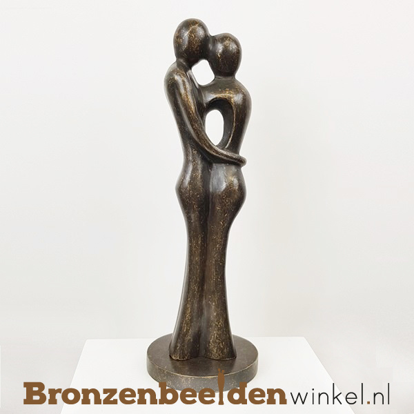 GILDE Liefdespaar Sculptuur 'Moonlight' - Verliefd Zittend Paar, Hoogte 29 Cm, In Brons/Zilver/Goud, Als Huwelijks- Of Verjaardagscadeau