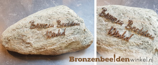 bronzen letters grafsteen zwerfkei