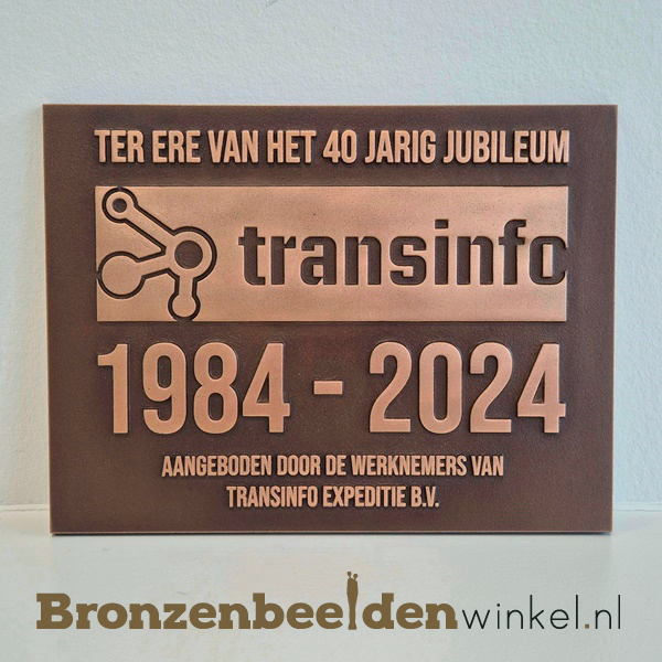 plaquette, 40 jarig bestaan bedrijf