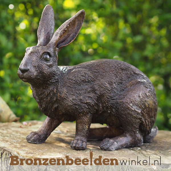 Bronzen konijnen hazen beelden konijn of haas