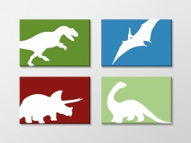 Canvas vierluik dinosaurus