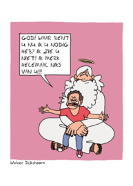 Cartoon 'God waar bent U'