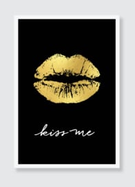 Poster Kiss me goud en zwart