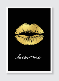 Poster Kiss me goud en zwart