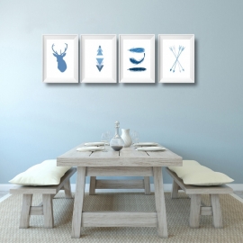 Vier posters aztec native indigo collectie