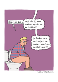 Cartoon 'Bidden op de wc'