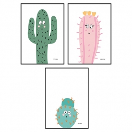 Posterset familie cactus