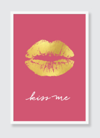 Poster Kiss me goud en oud roze