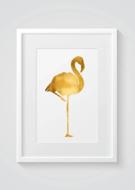 Poster Flamingo goud