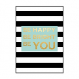 Poster Be Happy met goud