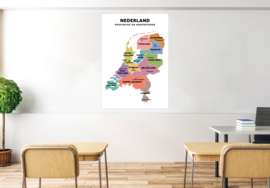 Poster Nederland met provincies en hoofdsteden