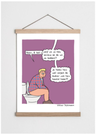 Cartoon 'Bidden op de wc'