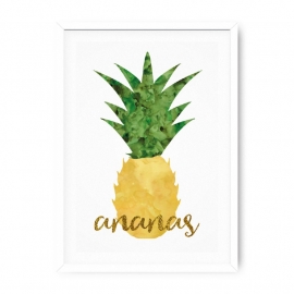 Poster Ananas aquarel met tekst