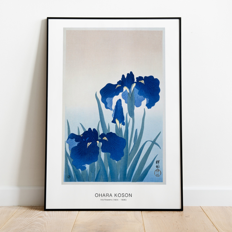 Japanse kunstposter Irisbloemen
