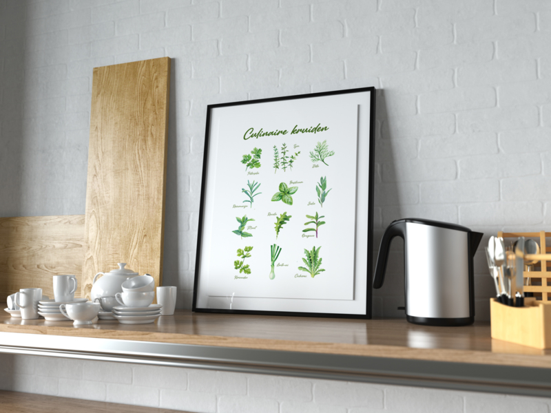 bord Bliksem Bijna dood Culinaire Kruiden poster | Keuken | Prints & Posters