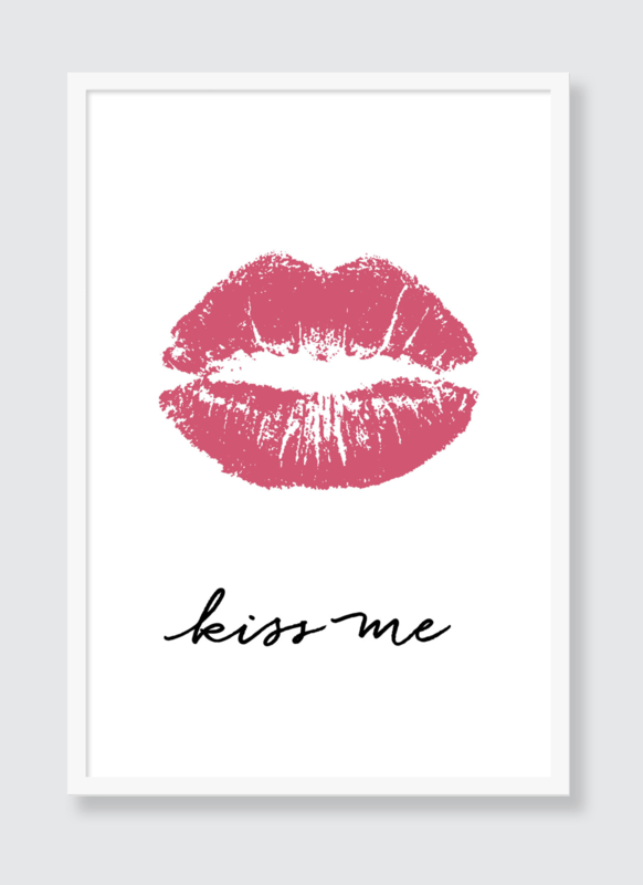 Poster Kiss me oud roze