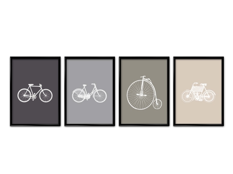 Vier posters vintage fiets collectie
