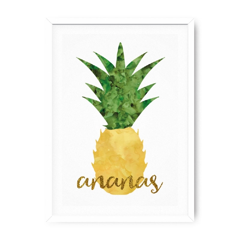 Poster Ananas aquarel met tekst