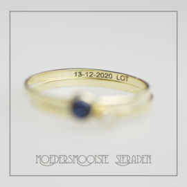 SET Aphrodite -  moedermelkring  met gouden ring geboortesteen 4 mm