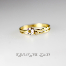 SET Aphrodite -  moedermelkring  met gouden ring geboortesteen 4 mm