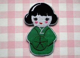 Strijkapplicatie Geisha groen