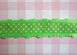 Sierband polkadot met geschulpte rand groen