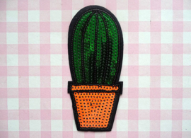 Strijkapplicatie cactus pailletten