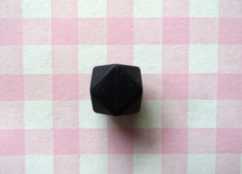 Siliconen kraal hexagon 17 mm zwart