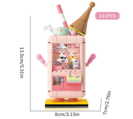 Bouwsteentjes grijpautomaat roze ijsje