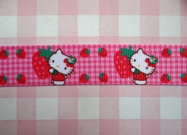 Lint Kitty aardbei roze ruit 22 mm