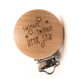 Durable houtkleurige speenclip "Twinkle twinkle little star"