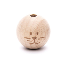 Houten gelukspoppetjes  kraal 25 mm Poes