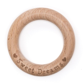 Durable houten ring 7 cm met SWEET DREAMS