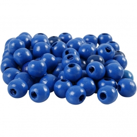 Blauwe houten kraal 12 mm