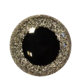 Veiligheidsoogjes Glitter  Zilver 8 mm
