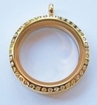 Locket Stainless Steel 30 Mm Gold Plated Met Cz