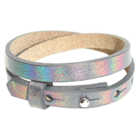 Cuoio armbanden leer 8mm dubbel voor 12 mm cabochon holographic antracite