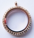 Locket Stainless Steel 30 Mm Rose Plated Met Cz