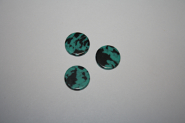 cabochon plat turquoise/zwart