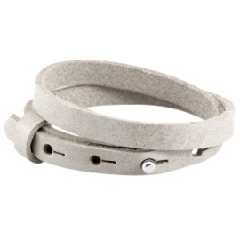 Cuoio armbanden leer 8mm dubbel voor 12 mm cabochon light grey