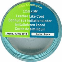 Imitatieleren koord aqua blauw 1mmx5m