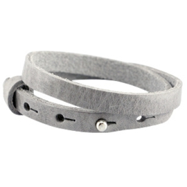 Cuoio armbanden leer 8mm dubbel voor 12 mm cabochon natural grey