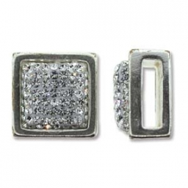 slider strass vierkant 13mm voor 10mm leer