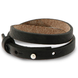 Cuoio armbanden leer 8mm dubbel voor 12 mm cabochon jet black