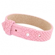 Cuoio armband leer 15 mm voor 20 mm slider reptile candy pink