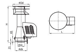 Rookgasventilator met inlaatpijp en kap Ø 150 mm